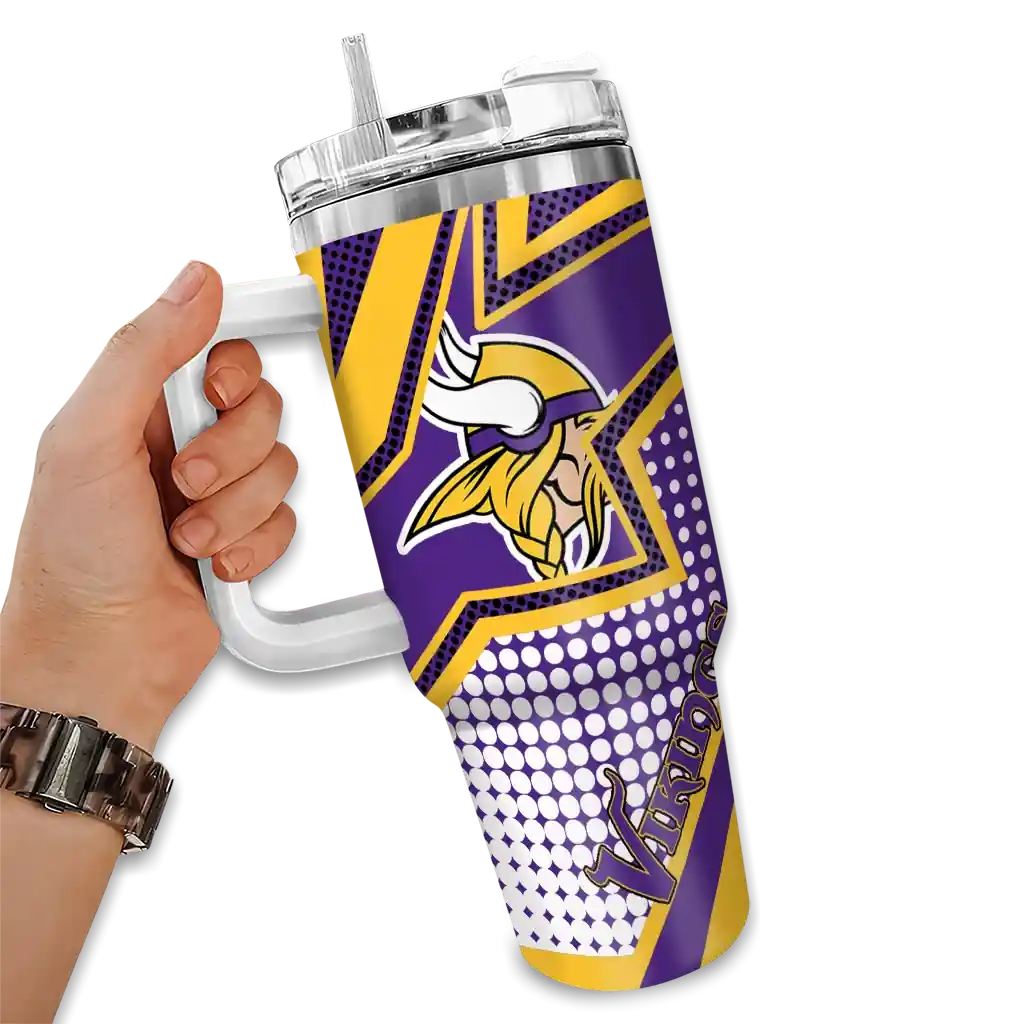 Personalized Minnesota Vikings Arrow Burst Purple 40Oz Tumbler, Stanley Cup Tumbler - Image 2