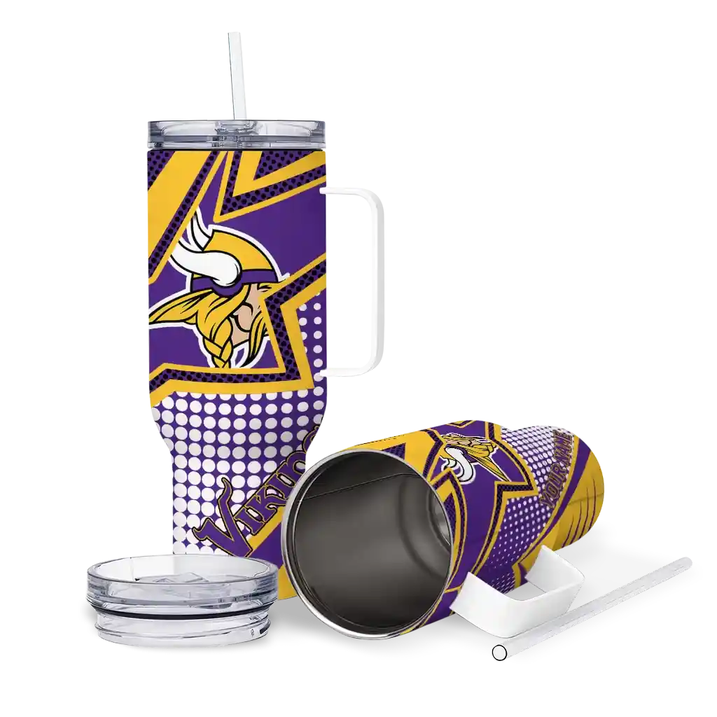 Personalized Minnesota Vikings Arrow Burst Purple 40Oz Tumbler, Stanley Cup Tumbler - Image 3