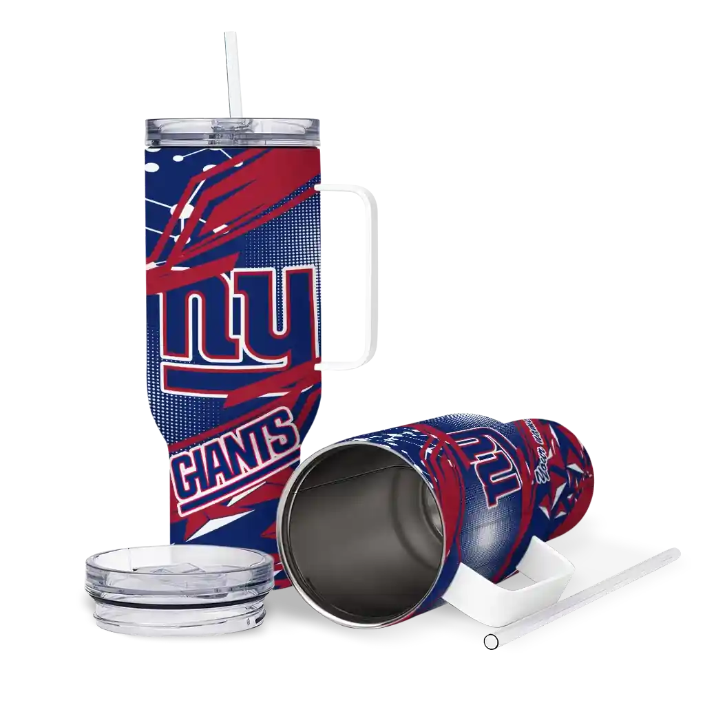 Personalized New York Giants Abstract Paths Blue 40Oz Tumbler, Stanley Cup Tumbler - Image 3