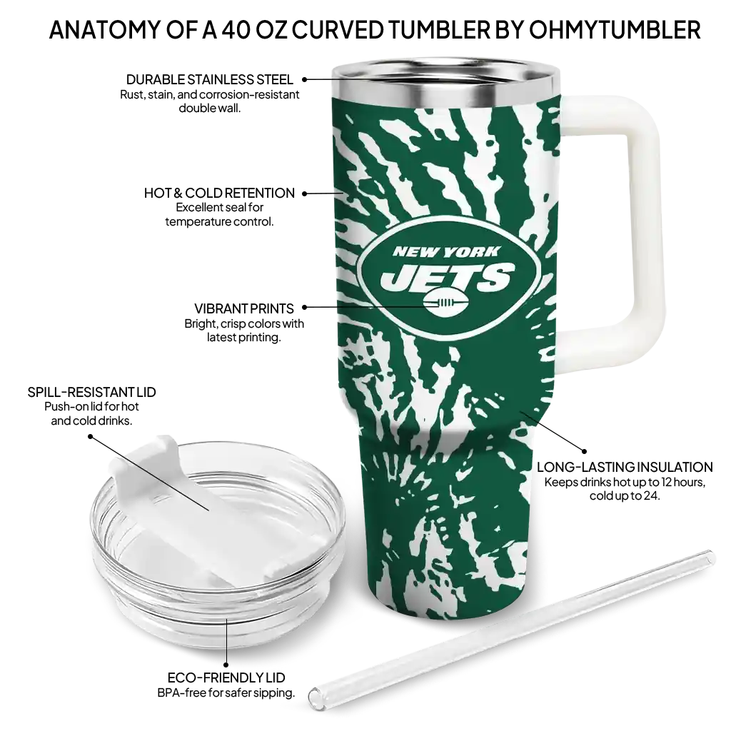 Personalized New York Jets Burst Swirl Green 40Oz Tumbler, Stanley Cup Tumbler - Image 5