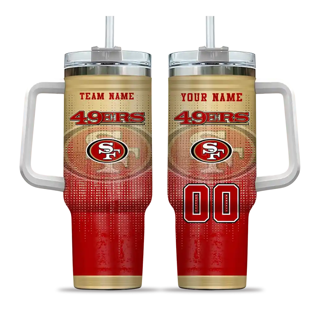 Personalized San Francisco 49Ers Gradient Dots Red 40Oz Tumbler, Stanley Cup Tumbler