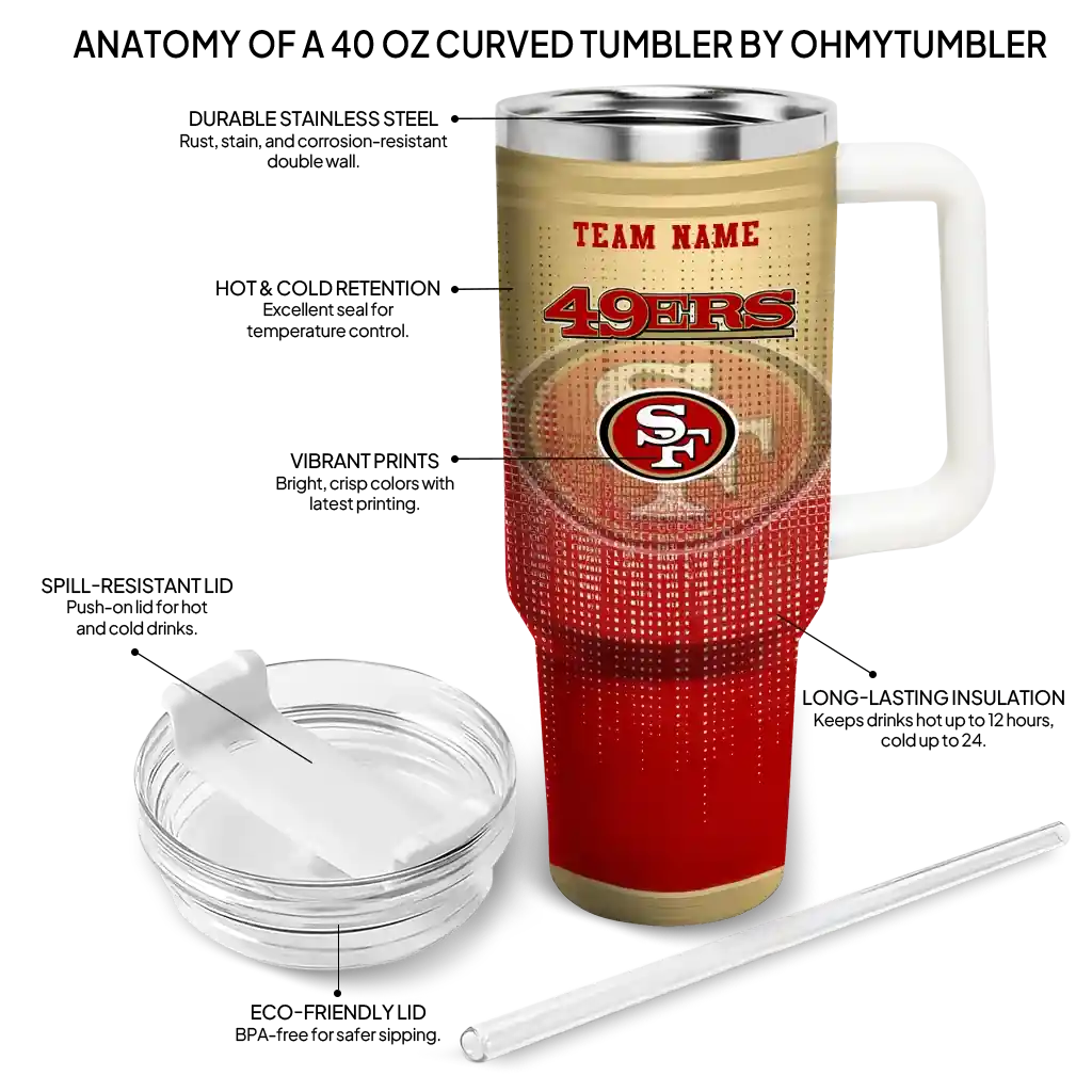 Personalized San Francisco 49Ers Gradient Dots Red 40Oz Tumbler, Stanley Cup Tumbler - Image 5
