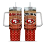 Personalized San Francisco 49Ers Hex Texture Red 40Oz Tumbler, Stanley Cup Tumbler - Image 9