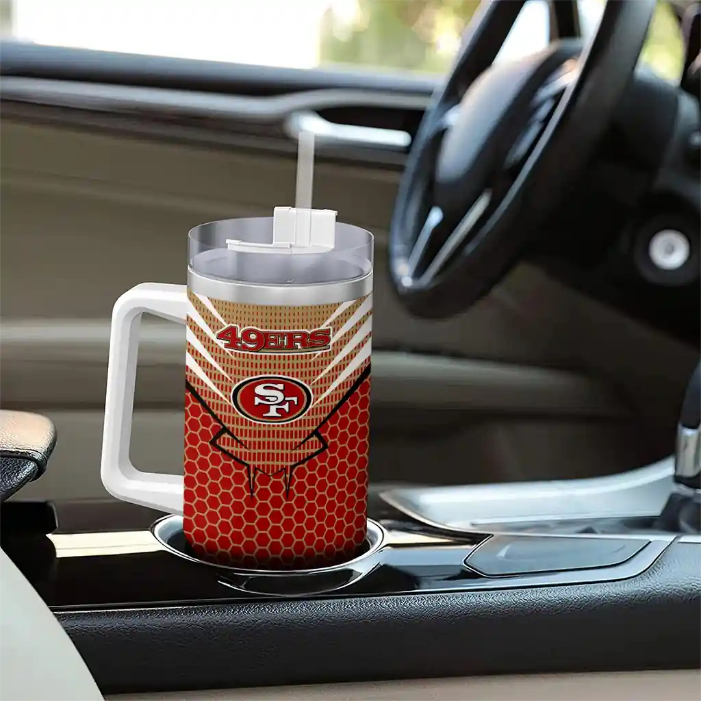 Personalized San Francisco 49Ers Hex Texture Red 40Oz Tumbler, Stanley Cup Tumbler - Image 8