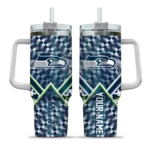 Personalized Seattle Seahawks Chevron Angle Blue 40Oz Tumbler, Stanley Cup Tumbler - Image 9