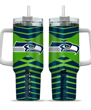 Personalized Seattle Seahawks Chevron Layers Blue 40Oz Tumbler, Stanley Cup Tumbler