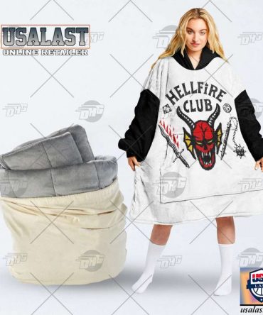 Personalized Stranger Things Hellfire Club Raglan Style Blanket Hoodie Hoodie Blanket