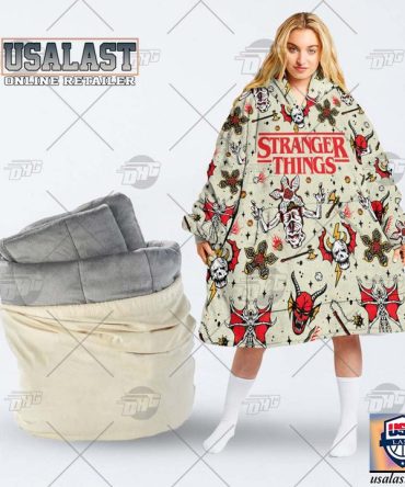 Personalized Stranger Things Hellfire Club Sticker Blanket Hoodie Hoodie Blanket