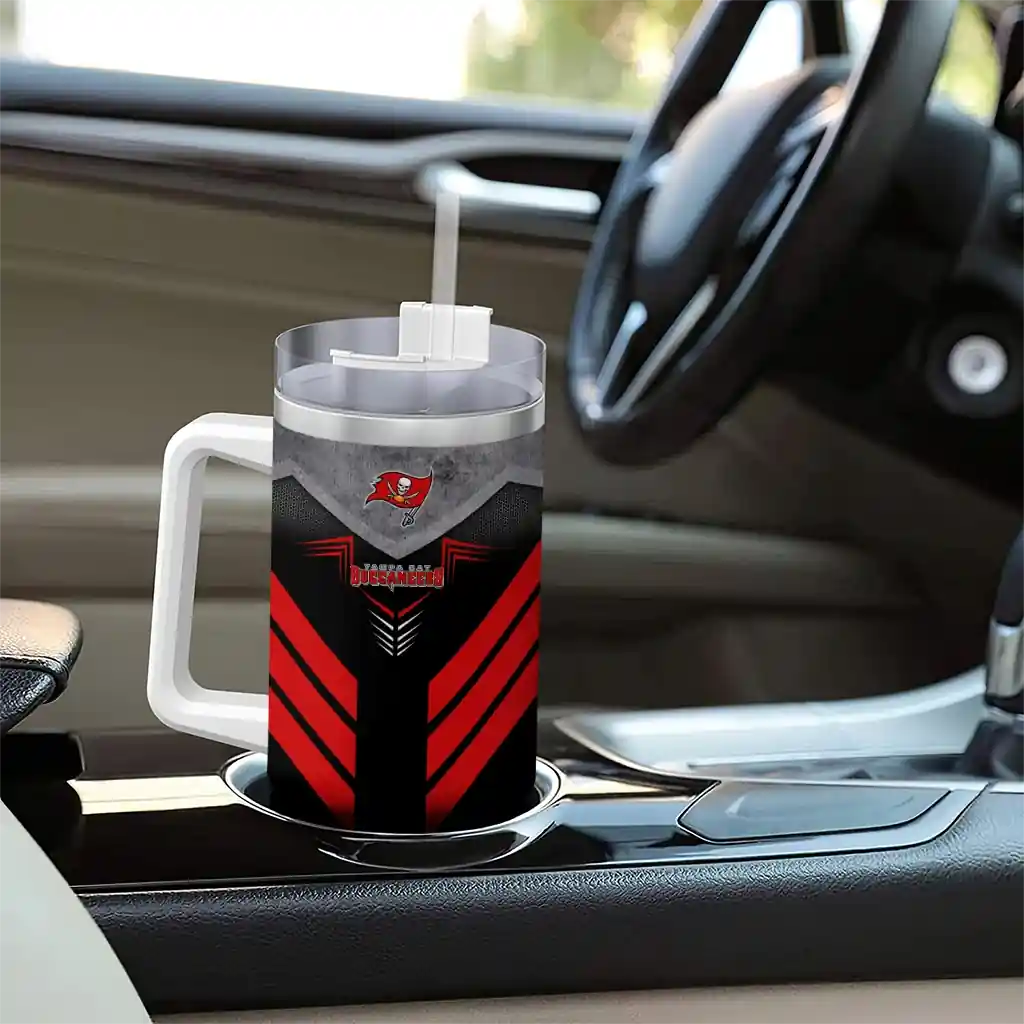 Personalized Tampa Bay Buccaneers Arrow Armor Red Black 40Oz Tumbler, Stanley Cup Tumbler - Image 8