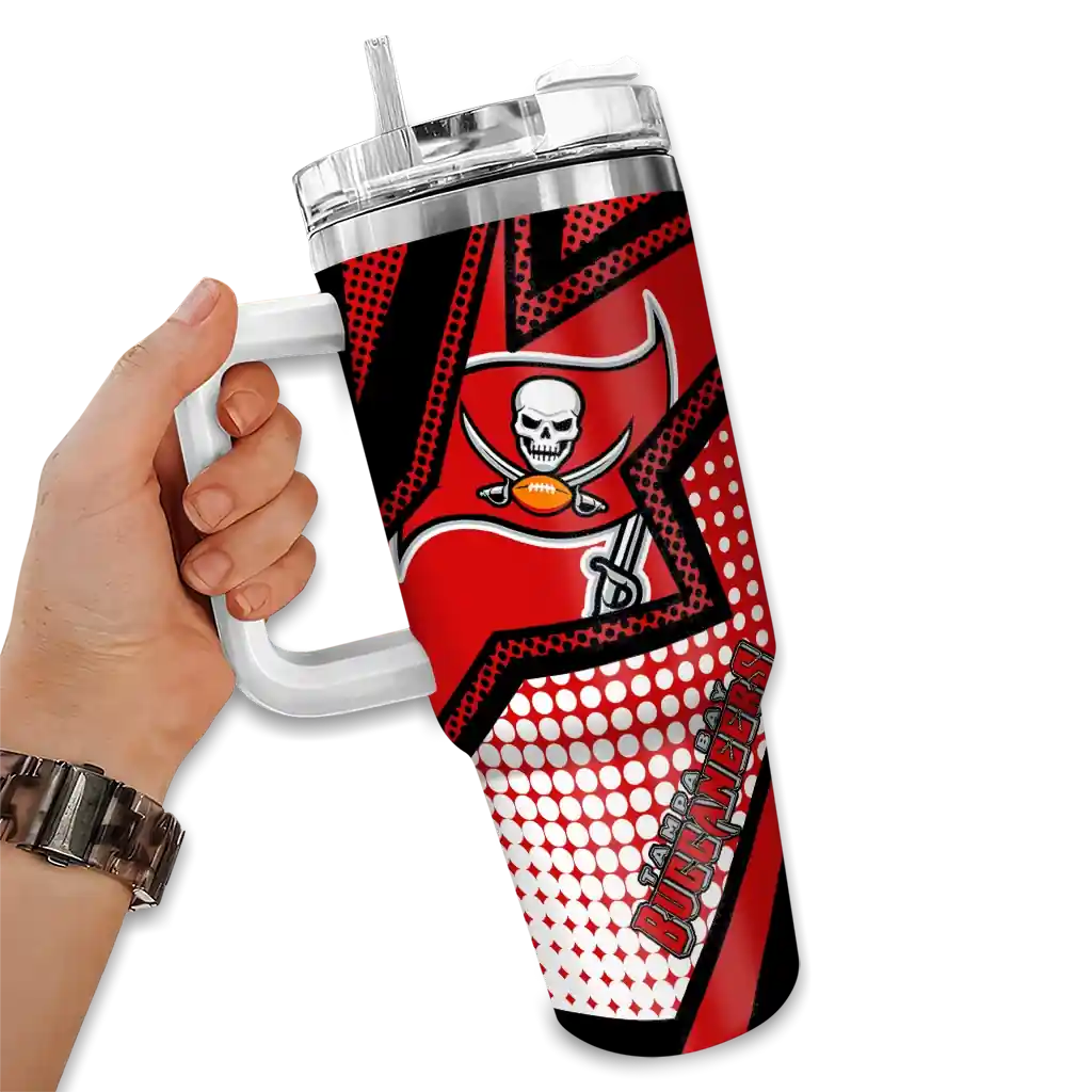 Personalized Tampa Bay Buccaneers Arrow Burst Red 40Oz Tumbler, Stanley Cup Tumbler - Image 2