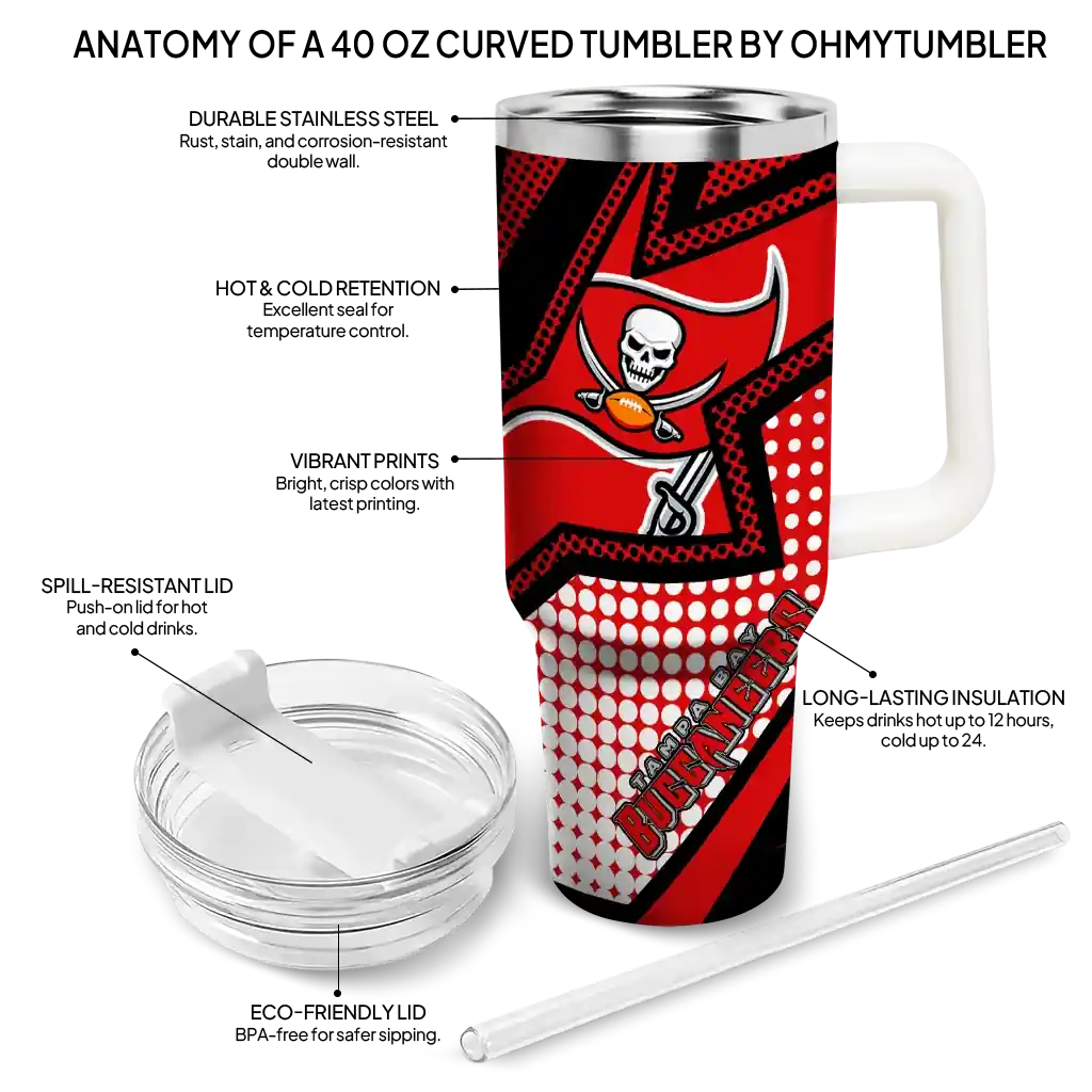 Personalized Tampa Bay Buccaneers Arrow Burst Red 40Oz Tumbler, Stanley Cup Tumbler - Image 5