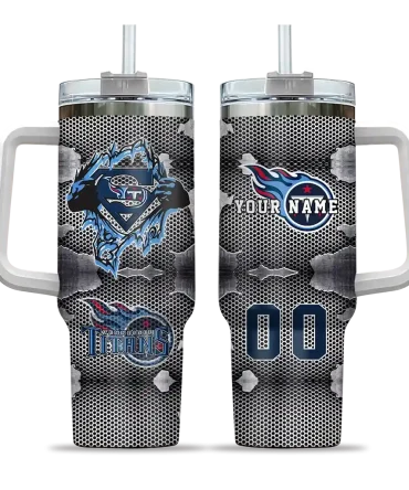 Personalized Tennessee Titans Superman Shield Navy Gray 40Oz Tumbler, Stanley Cup Tumbler