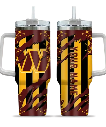 Personalized Washington Commanders Claw Cut Burgundy Black 40Oz Tumbler, Stanley Cup Tumbler