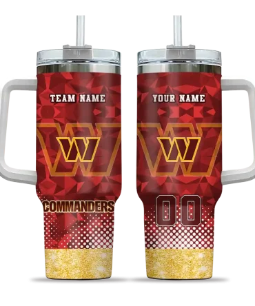 Personalized Washington Commanders Geometric Prism Burgundy 40Oz Tumbler, Stanley Cup Tumbler