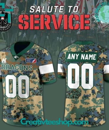 Danube Dragons Salute To Service 2025 Camo Football Jersey