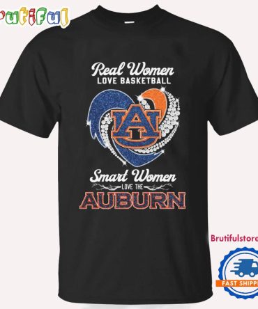 Real Women Love Basketball Smart Women Love The Auburn Tigers Diamond Heart T Shirt