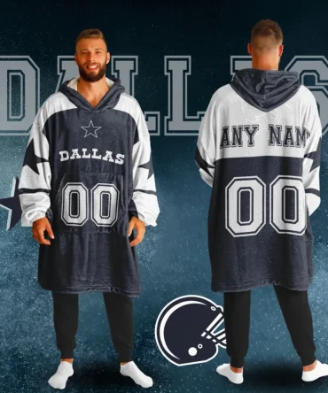 Personalized Dallas Unisex Adult Hoodie Blanket , Football Wearable Blanket