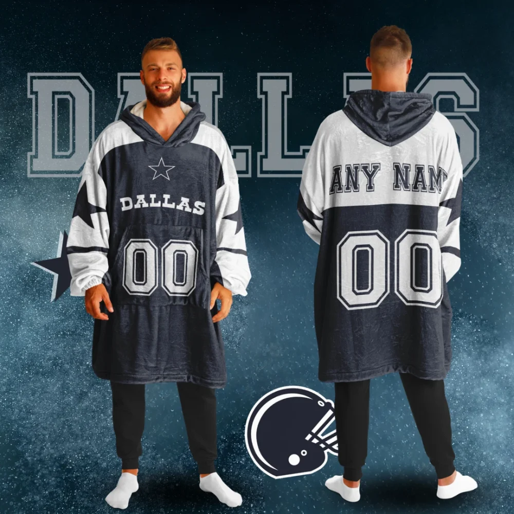 Personalized Dallas Unisex Adult Hoodie Blanket , Football Wearable Blanket