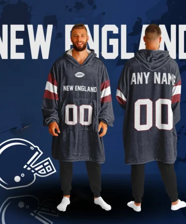 Personalized New England Unisex Adult Hoodie Blanket , Football Wearable Blanket