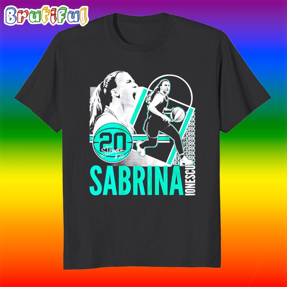 Sabrina Ionescu New York Liberty Collage Frame Signature T Shirt