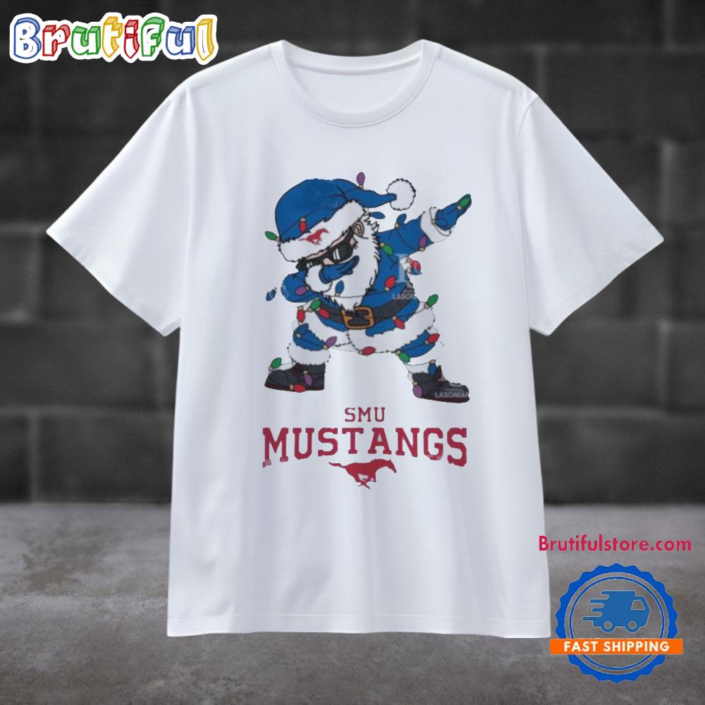 Smu Mustangs Dabbing Santa Claus Ugly Christmas Light T Shirt