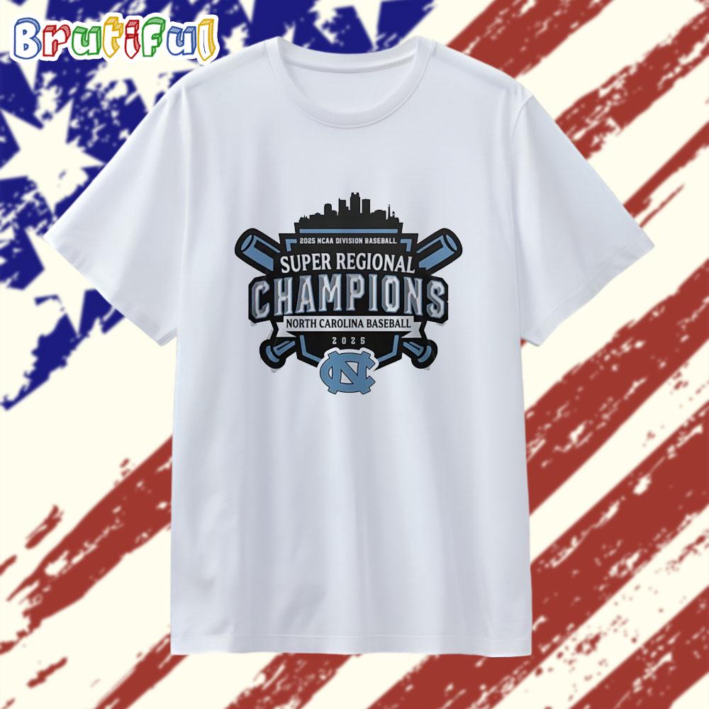Super Regionals Champions 2025 North Carolina Baseball City Skyline T Shirt