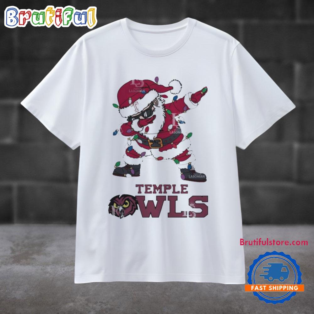 Temple Owls Dabbing Santa Claus Ugly Christmas Light T Shirt
