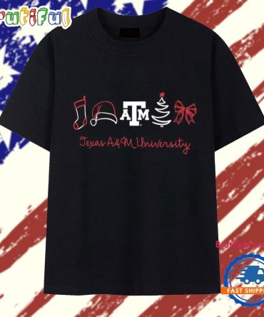 Texas Am Aggies Christmas Sock Hat Tree Bow Elements T Shirt