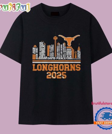 Texas Longhorns 2025 Skyline Names Logo T Shirt