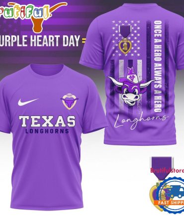 Texas Longhorns Ncaa National Purple Heart Day Unisex 3D Shirt