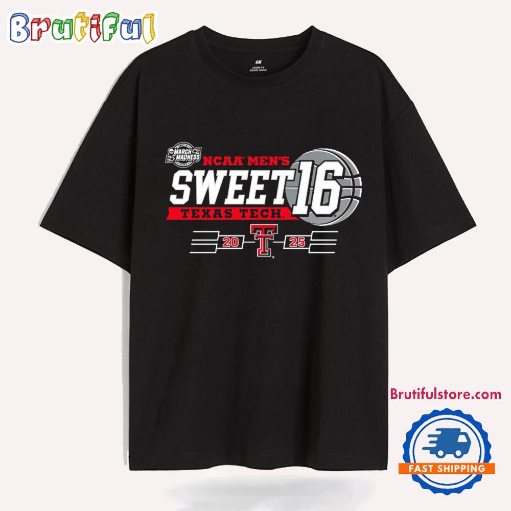 Texas Tech Red Raiders 2025 Ncaa Men’S Basketball Sweet 16 Brackets T Shirt