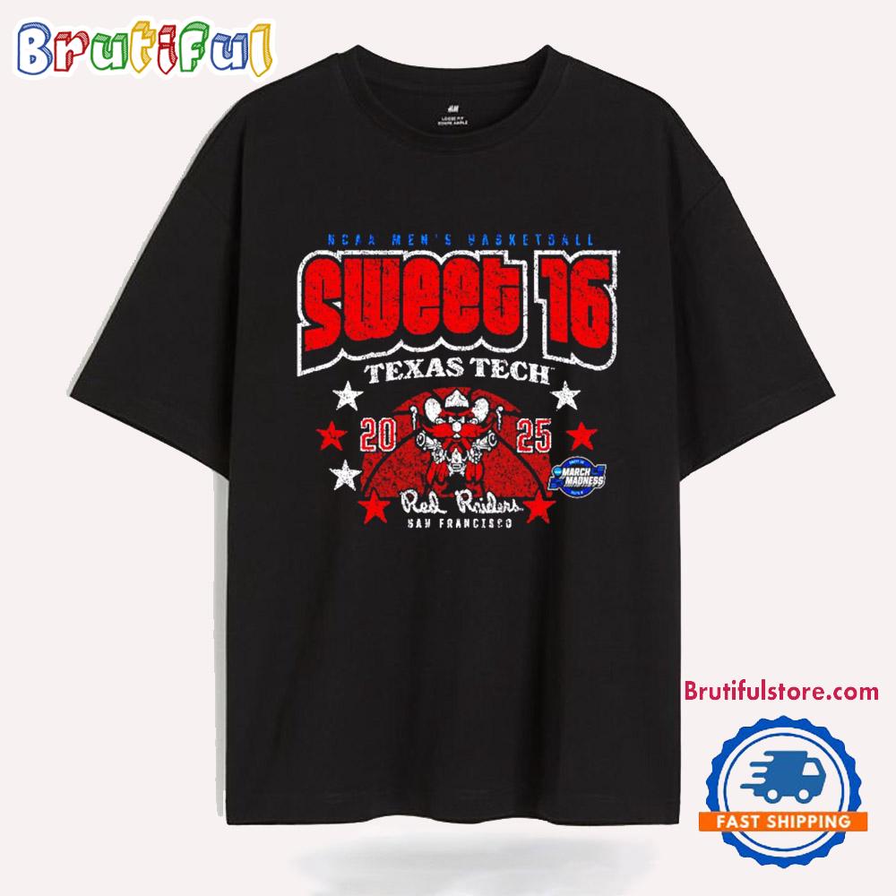 Texas Tech Red Raiders Ncaa Men’S Basketball Sweet 16 2025 Vintage T Shirt