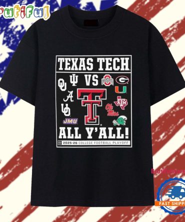 Texas Tech Red Raiders Vs All Y’All 2025-2026 Cfp Framed 12 Team T Shirt