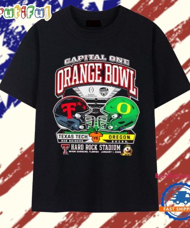 Texas Tech Vs Oregon 2025 Orange Bowl Dueling Helmets T Shirt