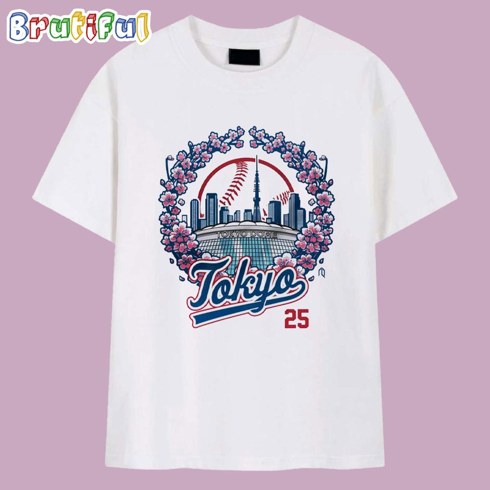 Tokyo 2025 Cherry Blossoms Baseball T Shirt