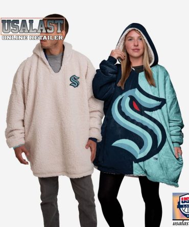 New Nhl Seattle Kraken Big Logo Blanket Hoodie Hoodie Blanket