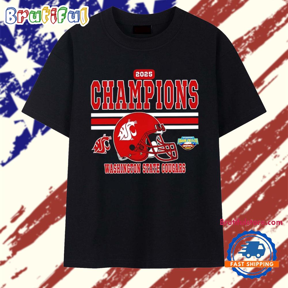 Washington State Cougars 2025 Potato Bowl Champions Helmet T Shirt