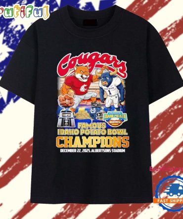 Washington State Cougars Cfp Famous Idaho Potato Bowl Champions 2025 Mascot T Shirt