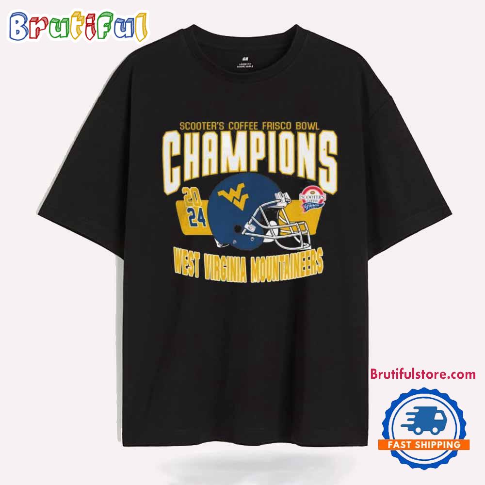 West Virginia Mountaineers Scooter’S Coffee Frisco Bowl Champions 2024 Helmet T Shirt