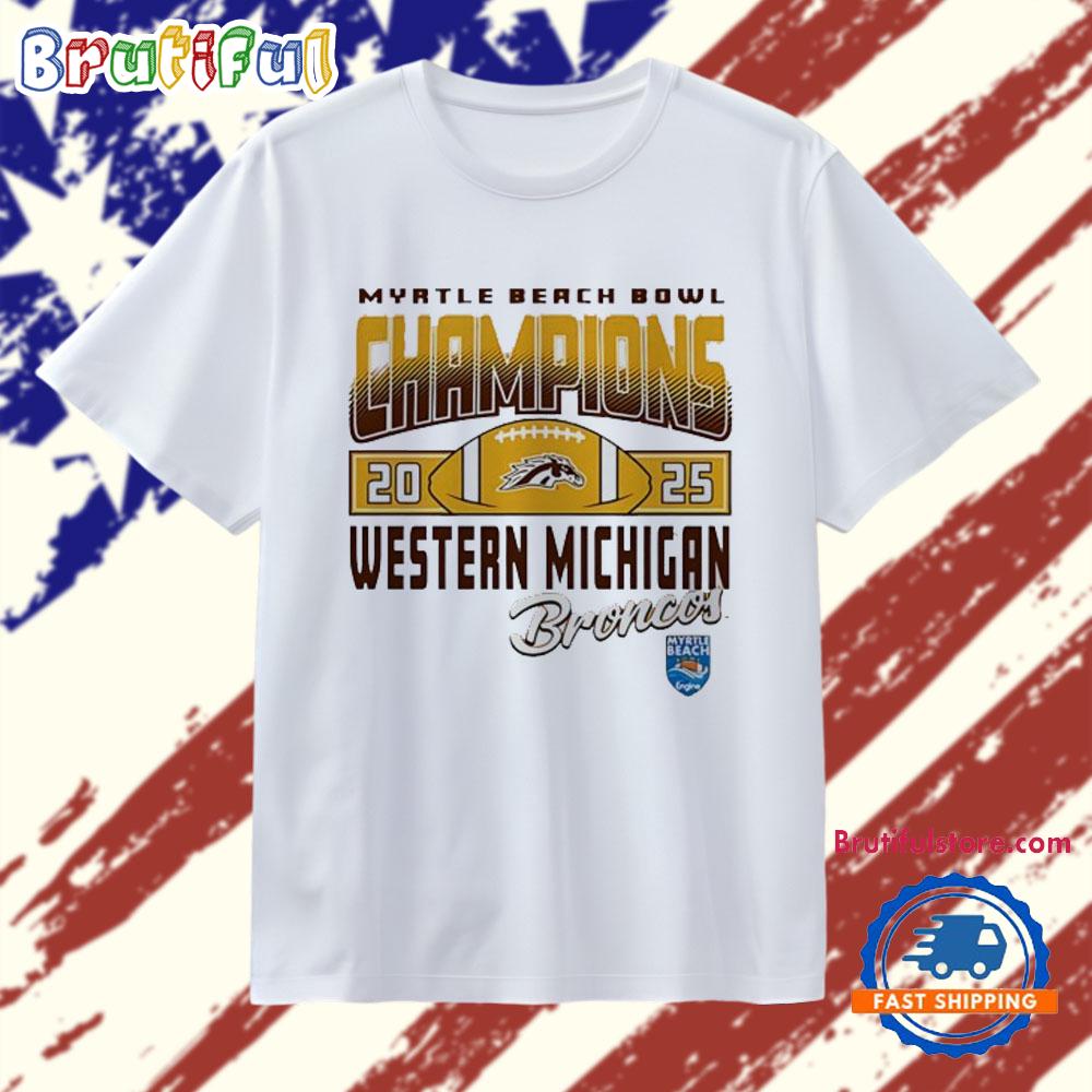 Western Michigan Broncos 2025 Myrtle Beach Bowl Champions Logo Vintage T Shirt