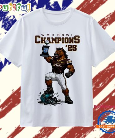 Western Michigan Broncos Myrtle Beach Bowl Champions 2025 Football Mascot T Shirt