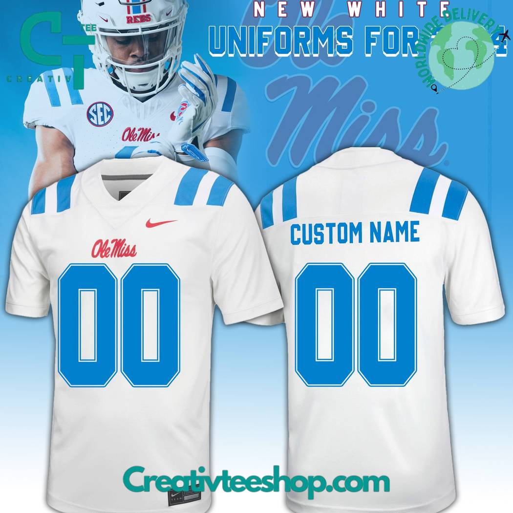 Ole Miss Football New White Uniforms For 2024 Jersey