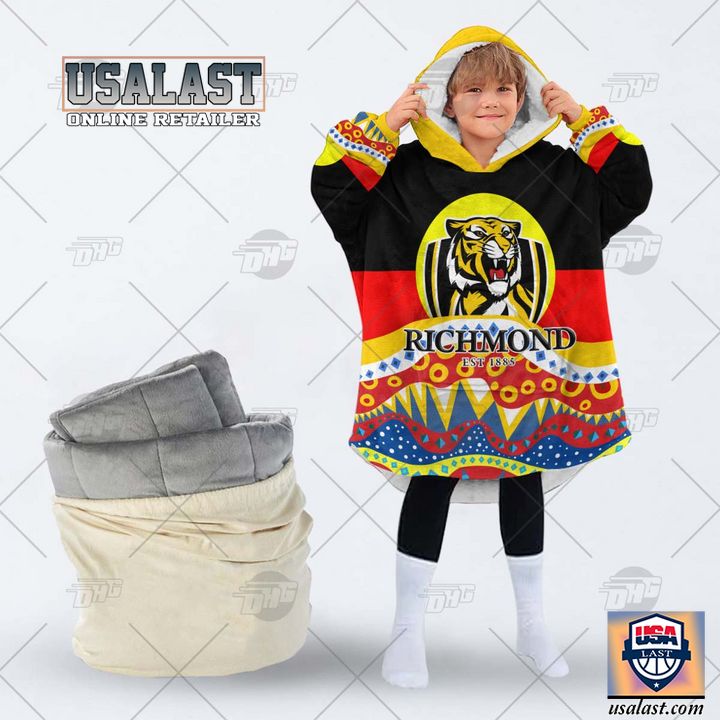 Afl Richmond Tigers Lover Aboriginal Flag Indigenous Blanket Hoodie Hoodie Blanket - Image 2