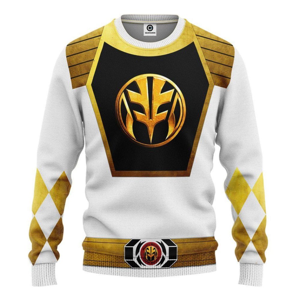 White Mighty Morphin Power Rangers V7 Cosplay Costume - 3D Hoodie Qt307467 - Image 2