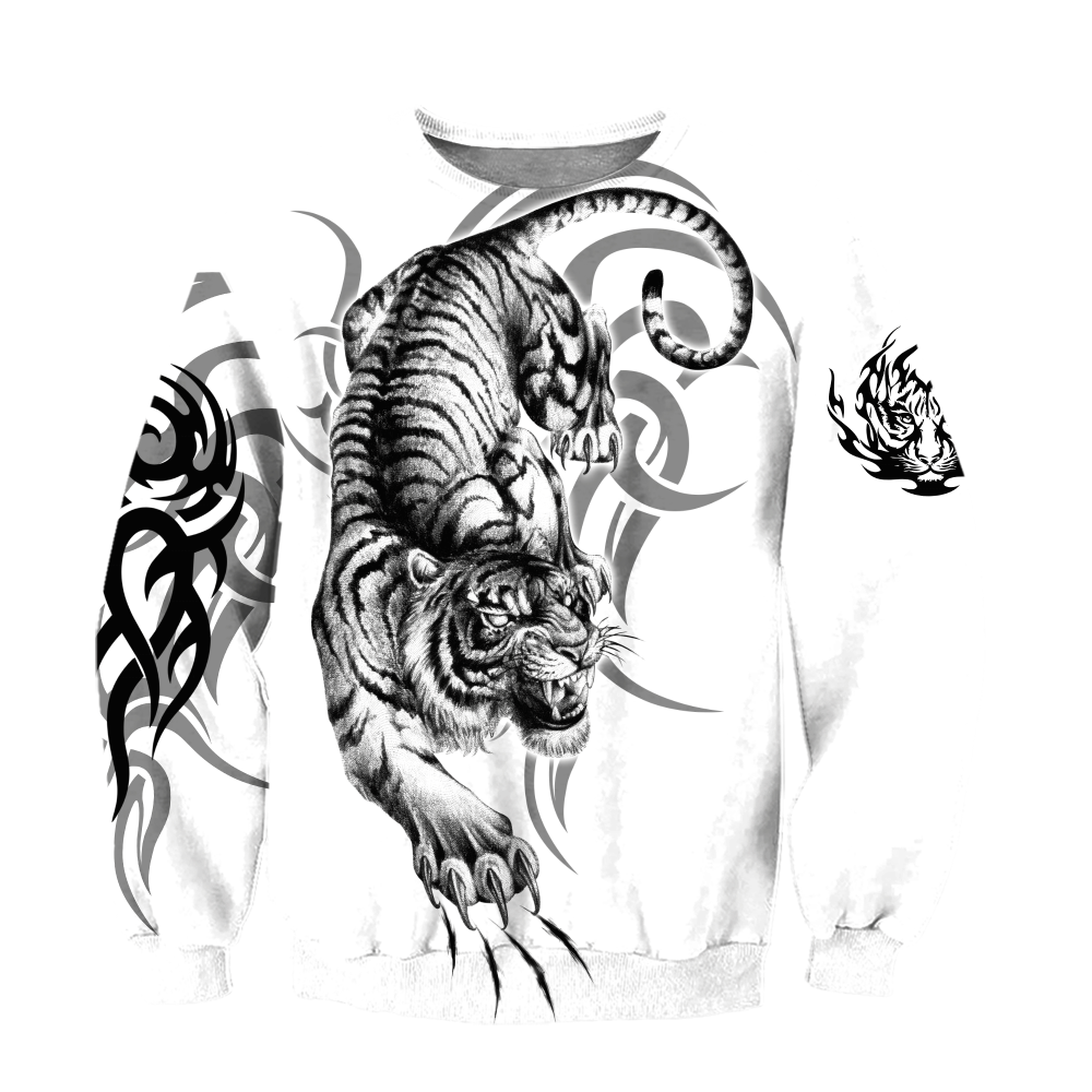 White Tiger Tattoo All Over Hoodie 3D Qt207395Hf - Image 3