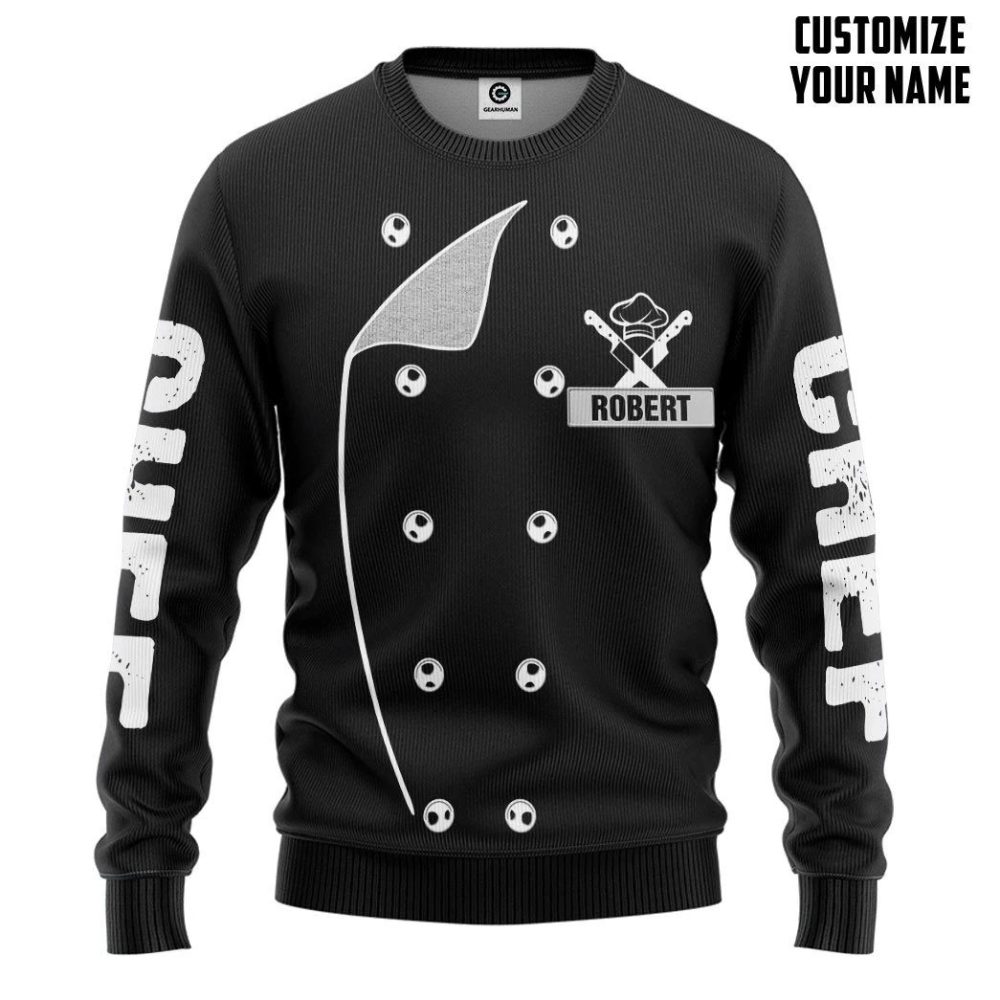 Personalized Custom Name 3D Chef Black Uniform Date A Chef Tshirt Hoodie Qt307247 - Image 2
