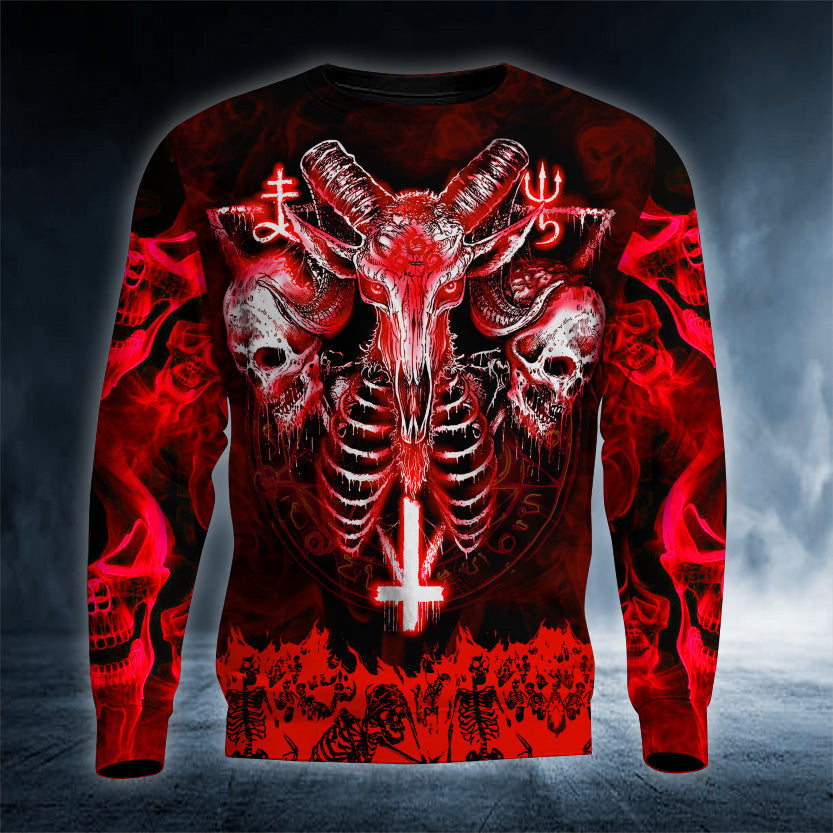 Red Baphomet Evil Skull 3D Printed Hoodie Qt306235Hf - Image 3