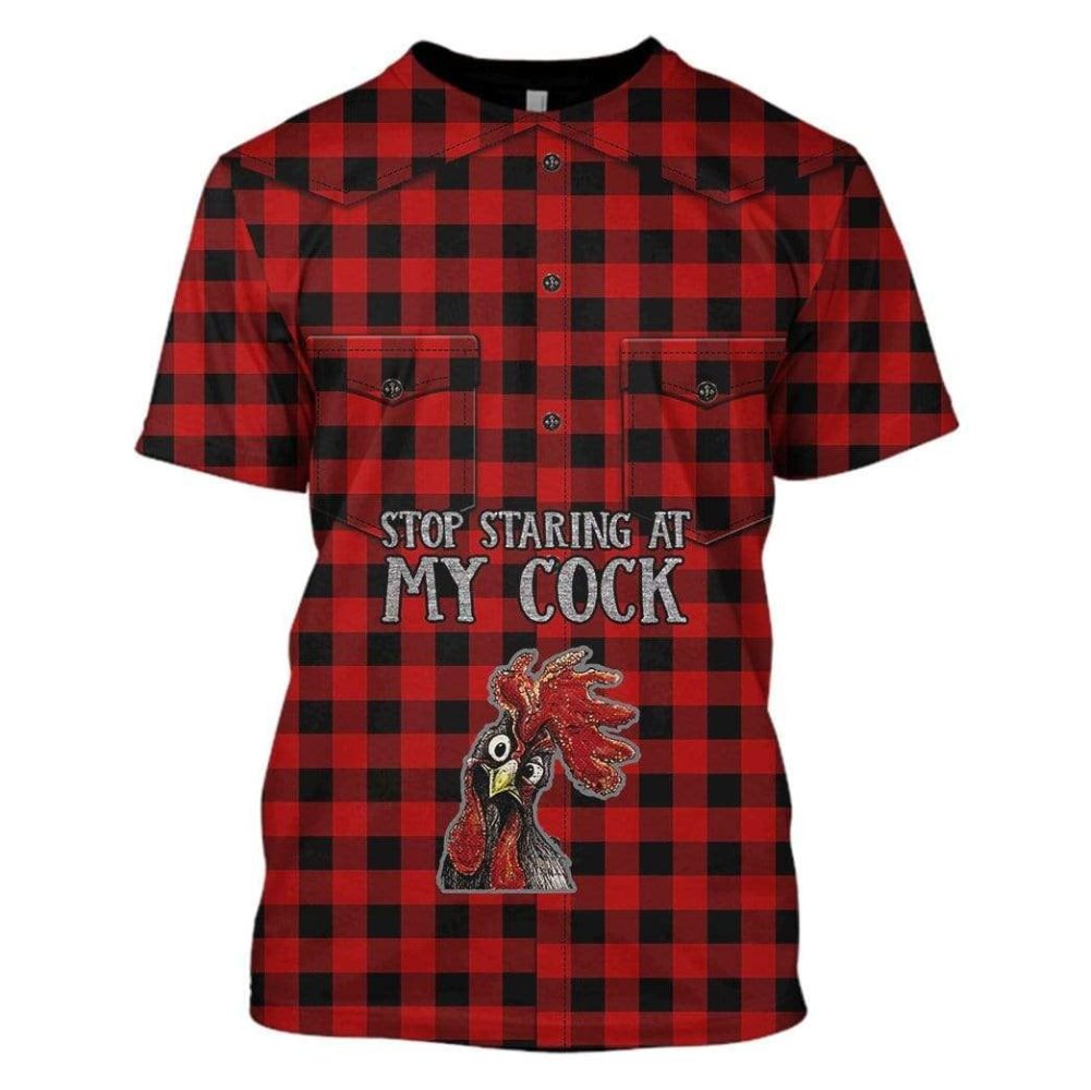 Stop Staring At My Cock Red - 3D Tshirt Hoodie Sweatshirt Qt309723 - Image 3