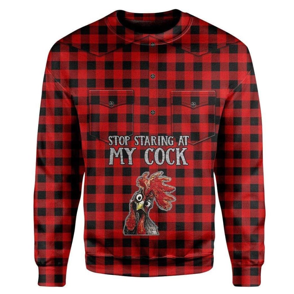 Stop Staring At My Cock Red - 3D Tshirt Hoodie Sweatshirt Qt309723 - Image 2