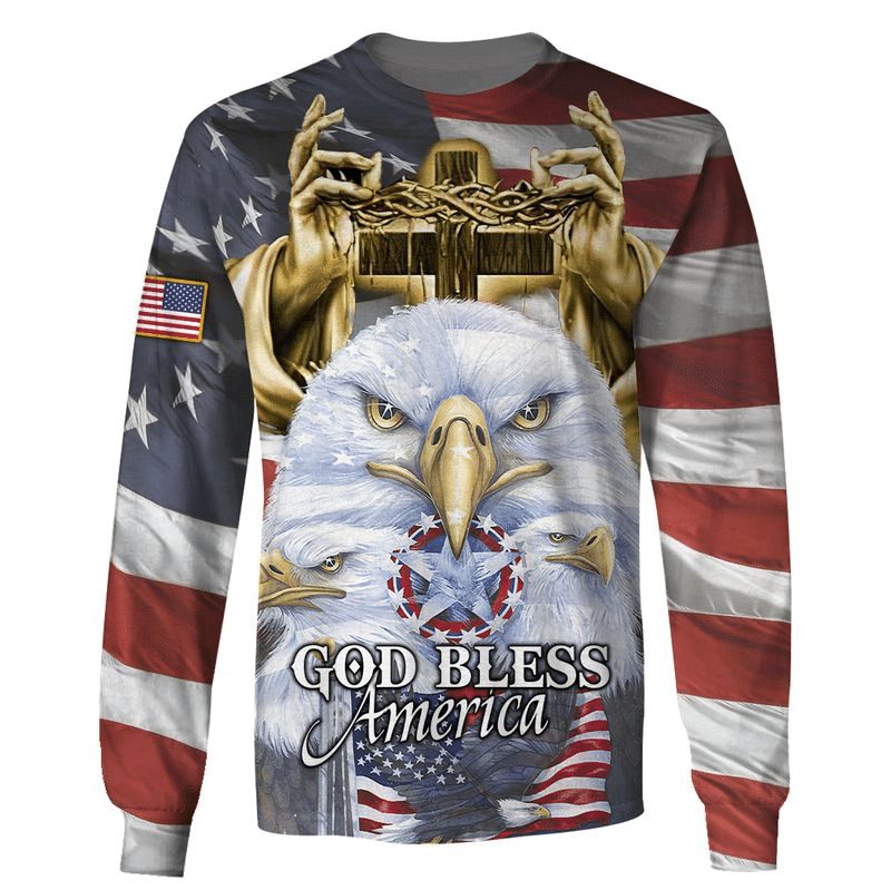 God Bless America White Eagle - 3D Hoodie Qt208684 - Image 3